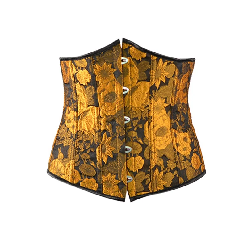 

Gaono Women Lace Up Underbust Corset Jacquard Boned Corset Waist Trainer Vintage Stumpunk Drawstring Bustier