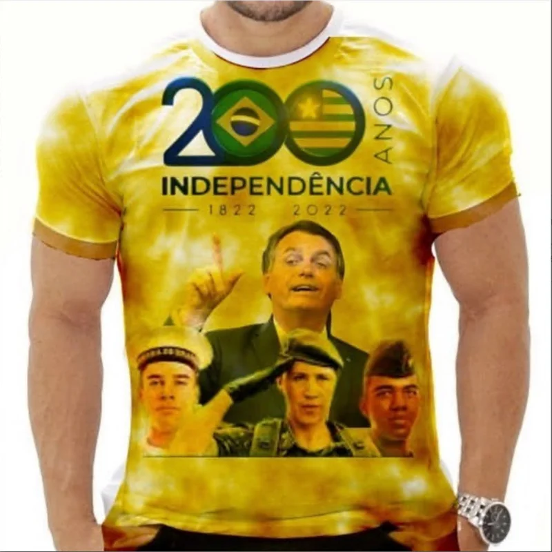 

Summer Men's Brazil Shirt Brasil Flag Football Jersey 22/23 Independence Day Camisa Harajuku Green and Yellow T Shirt for Men