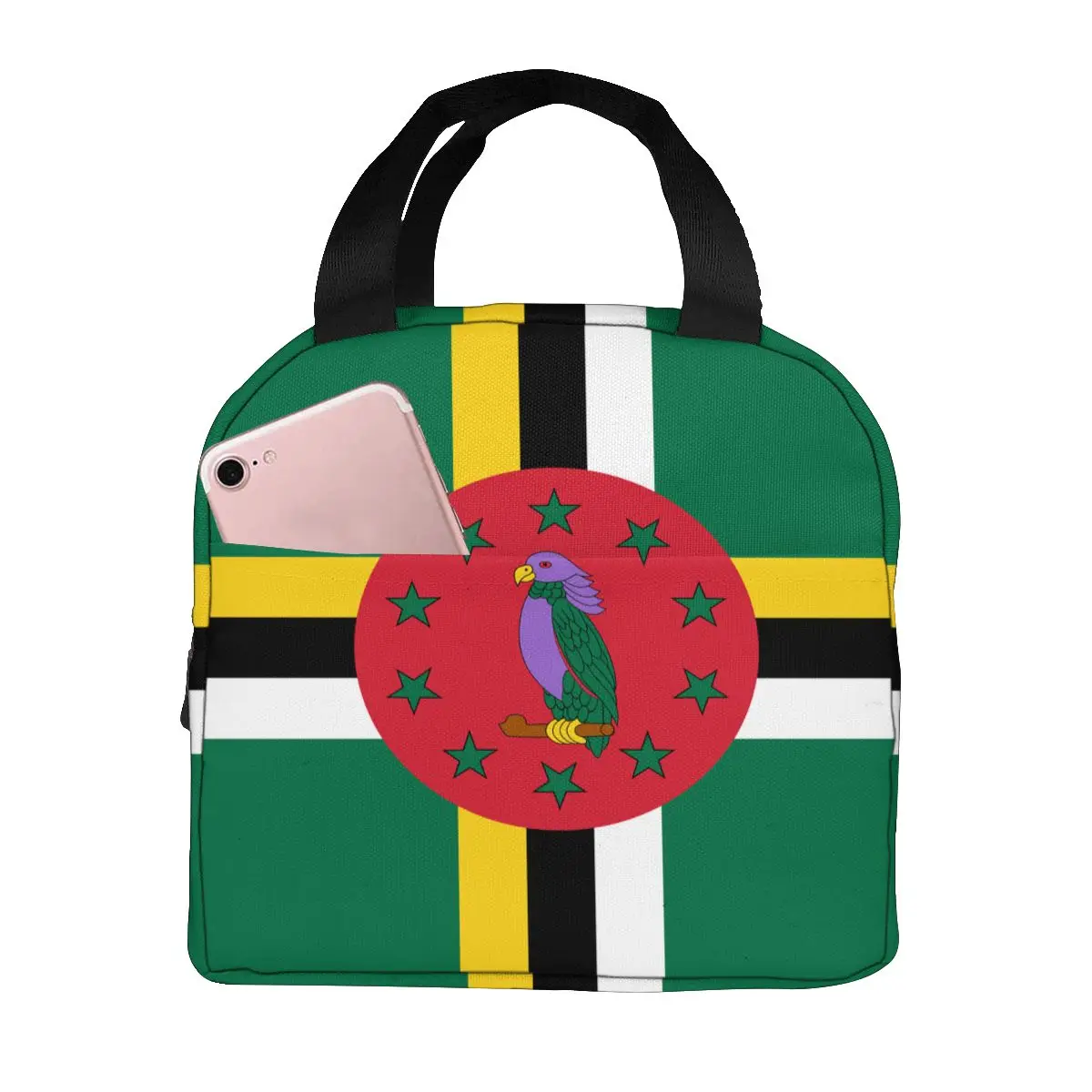 

Dominica Flag Cooler Lunch Box Portable Insulated Lunch Bag Thermal Food Picnic Lunch Bags