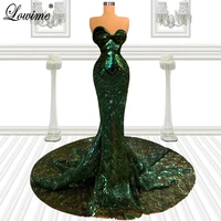 2 Styles Dark Green Mermaid Celebrity Dresses Sweetheart Vintage Red Carpet Dresses Evening Wear Sparkly Special Evening Dresses