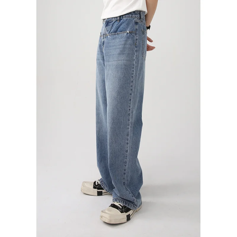 Streetwear Men 2022 New Vintage Sagging Sensation Recreational Blue Jeans Loose Versatile Sense of Design Trousers Autumn Female