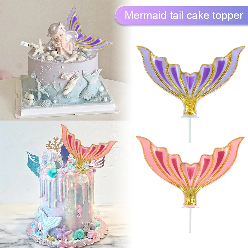 

Mermaid Cake Topper For Under The Sea Kids Birthday Party Decoration Cupcake Flags Baby Shower Mermaid Theme Dessert Cake Topper