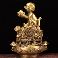 11china lucky seikos brass monkey hug ingots sit treasure bowl coin gather fortune fortune ornament town house exorcism