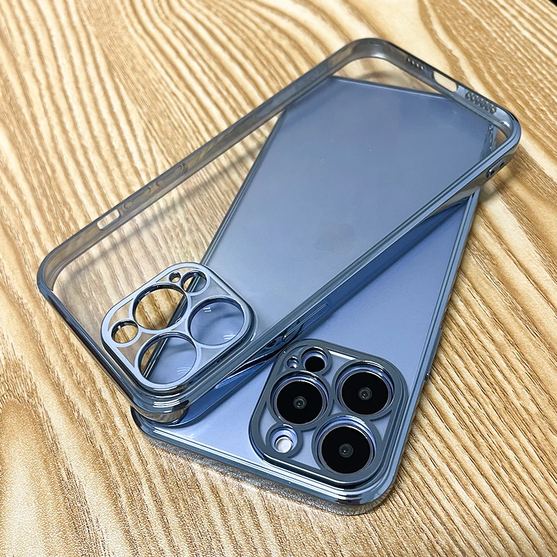 Luxury Plating Transparent Soft Silicone Case for iPhone 14 Plus 13 11 12 Pro Max Mini XR X XS 8 7 Plus Shockproof Clear Cover