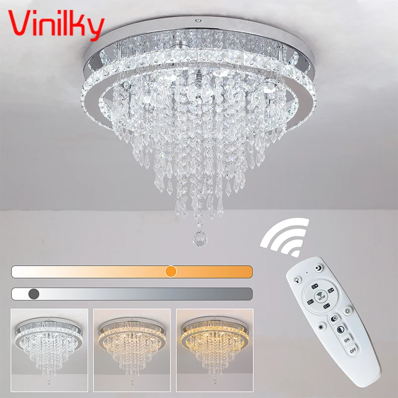 Роскошные светодиодные хрустальные потолочные светильники с дистанционным