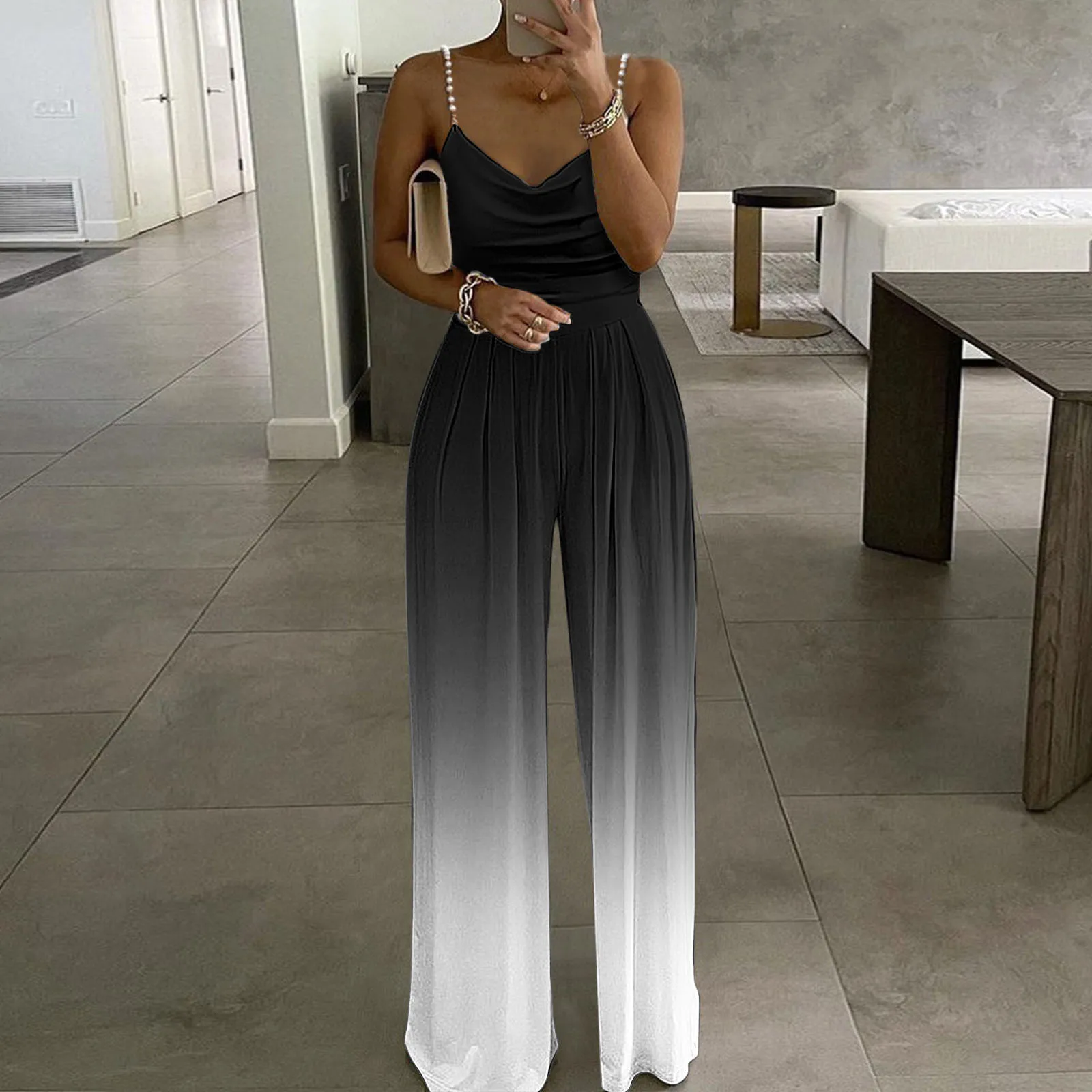 

Jumpsuits for Women Casual Summer Printing Pearl Pants Jumpsuit High Two Sweetheart Black Rhinestone Jumpsuits for Women Sexy