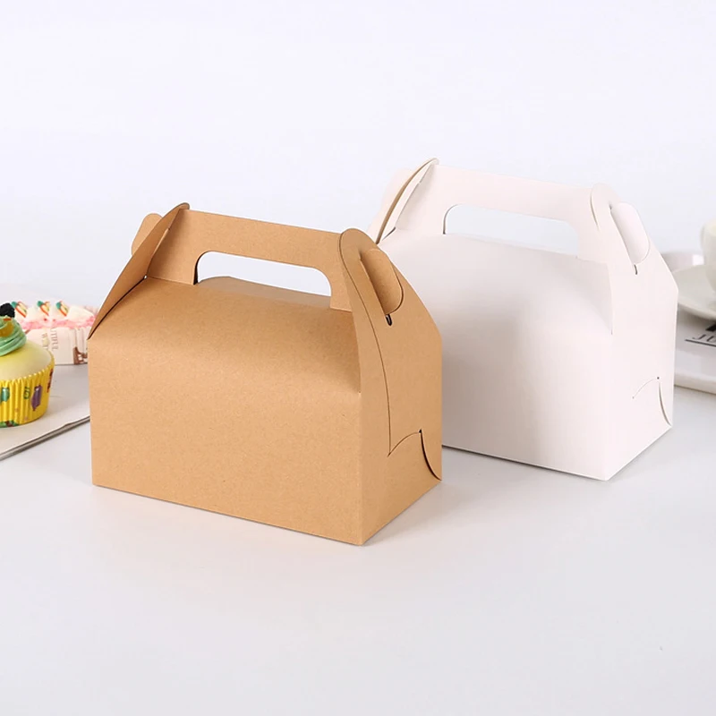 

10Pcs/Lot Wedding Decor Gift Candy Box for Guests Kraft Paper Candy Bag with Handles Birthday Party Goodies Bag Packaging Favors