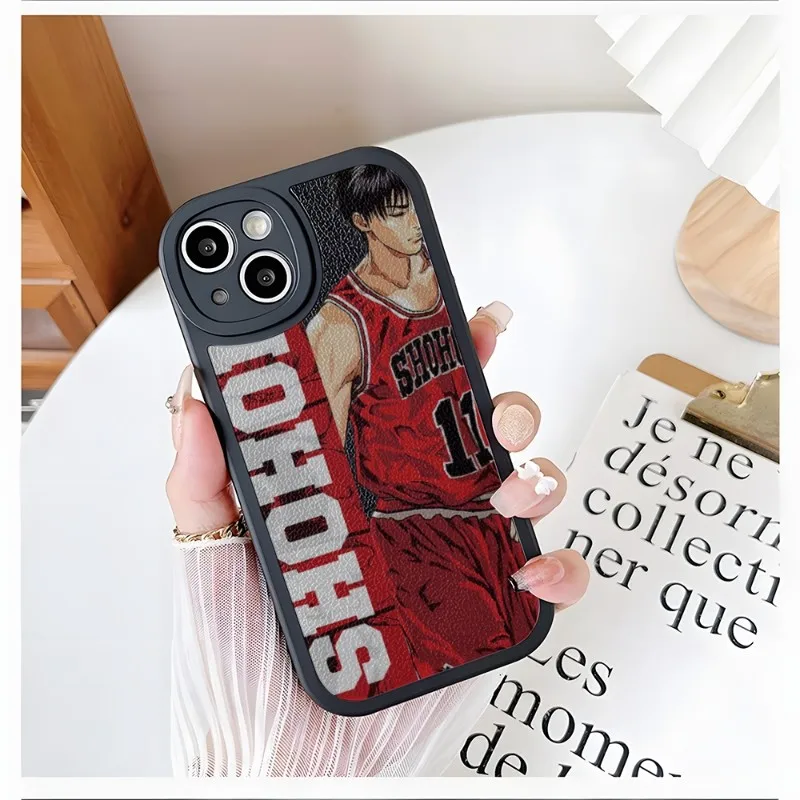 

Luxury Cartoon Slam Dunk Phone Case For IPhone 14 13 12 11 Pro Max Mini X XR XS 6 7 8 Plus Mini 2022 Lambskin Silicone Shell