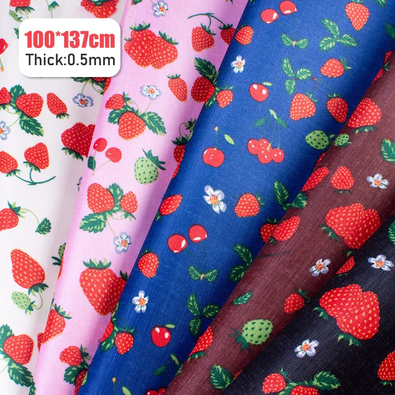 

100*137cm Strawberry Printing PVC Leather Fabric Waterproof Artificial PU Leather For Upholstery Furniture Shoe Bag Material