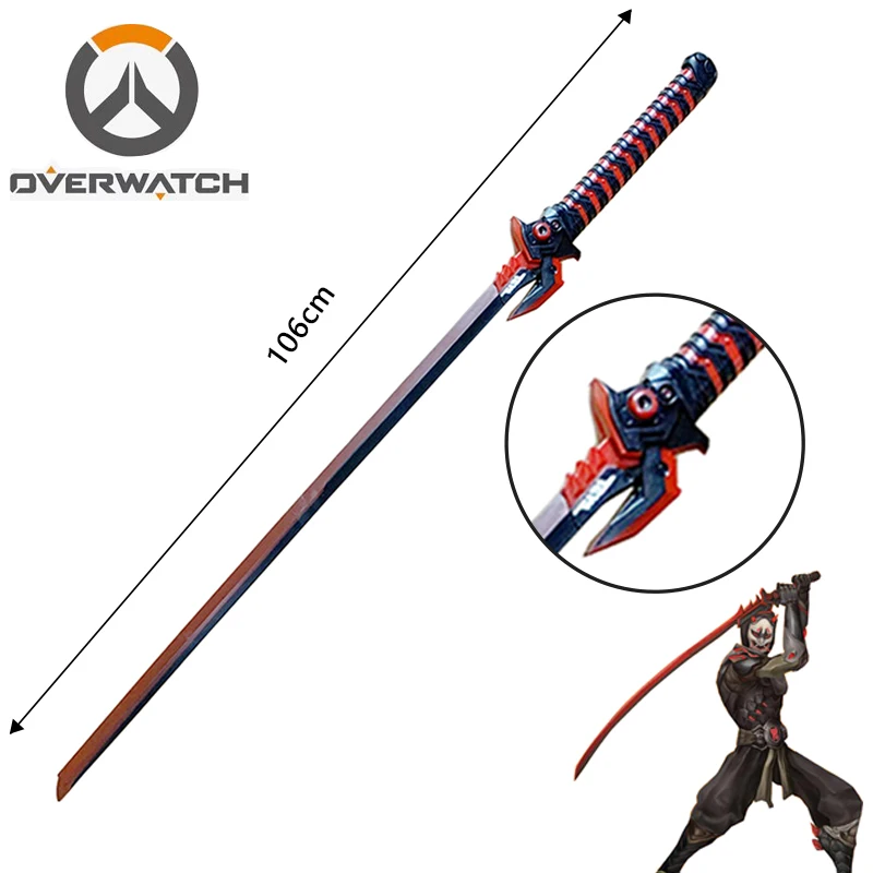 

Cosplay Overwatch Game Genji Evil Spirit Sheath Knife Dragon Blade Shimada Genji Katana Role Play PU Weapon Prop Sword 106cm