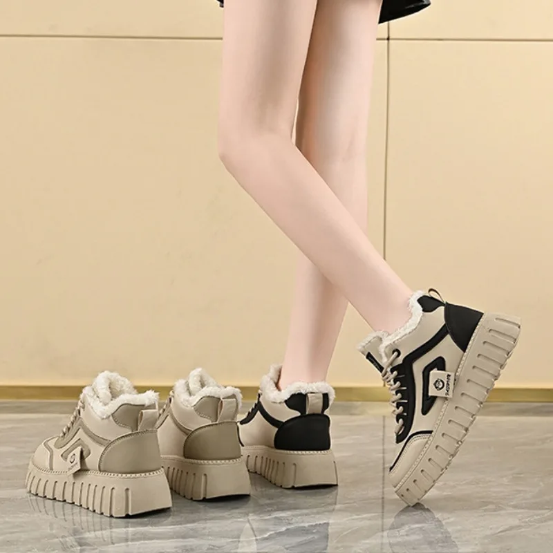 Дизайнерская зимняя новая высокая повседневная обувь для женщин Элитный бренд