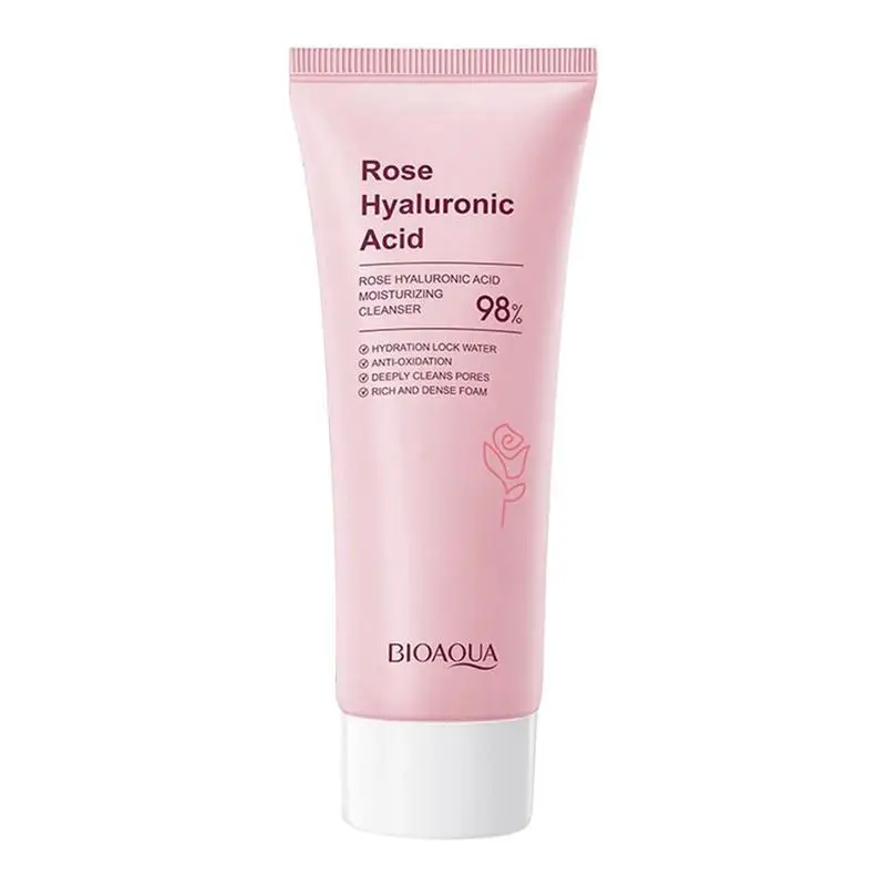 

Rose Hyaluronic Acid Facial Cleanser Moisturizing Shrink Pores Deep Cleansing Oil Control Whitening Skin Care Products 100g