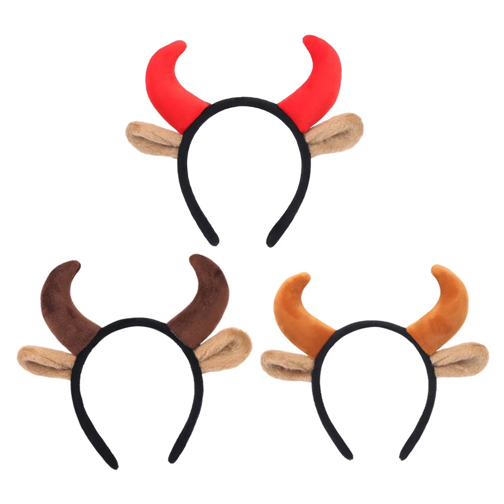 

3 Pcs Cow Headband Headbands Kids Ox Horn Hair Bands Cow Ears Headband Makeup Headbands Horn Headband Horns Horn Ear Headband