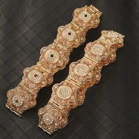 morocco crystal flower kafan belt gold plated full rhinestone women body chain bridal royal wedding gift ethnic body jewelry