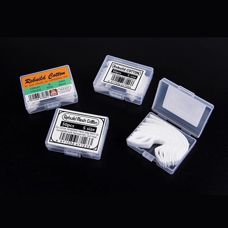 

50Pcs/box Rebuild Cotton For Caliburn G Koko Vinci Rpm2 Tpp Coil Head Rebuild Cotton New Mesh Core Nonwoven Accessories