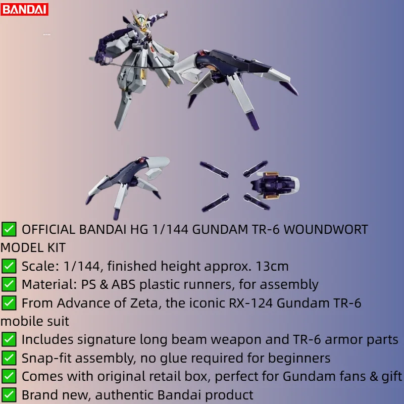 Фото В НАЛИЧИИ: Набор для сборки модели Bandai HG 1/144 RX-124 Gundam TR-6 Woundwort, фигурка Advance of Zeta в оригинальной коробке. №3