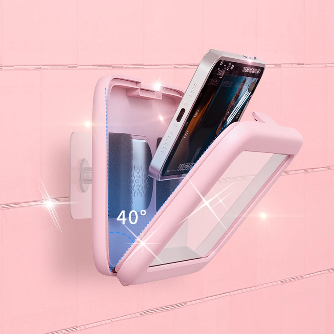 

BOUSSAC Home Wall Waterproof Mobile Phone Box Self-adhesive Holder Touch Screen Bathroom Phone Shell Shower Sealing Storage Box
