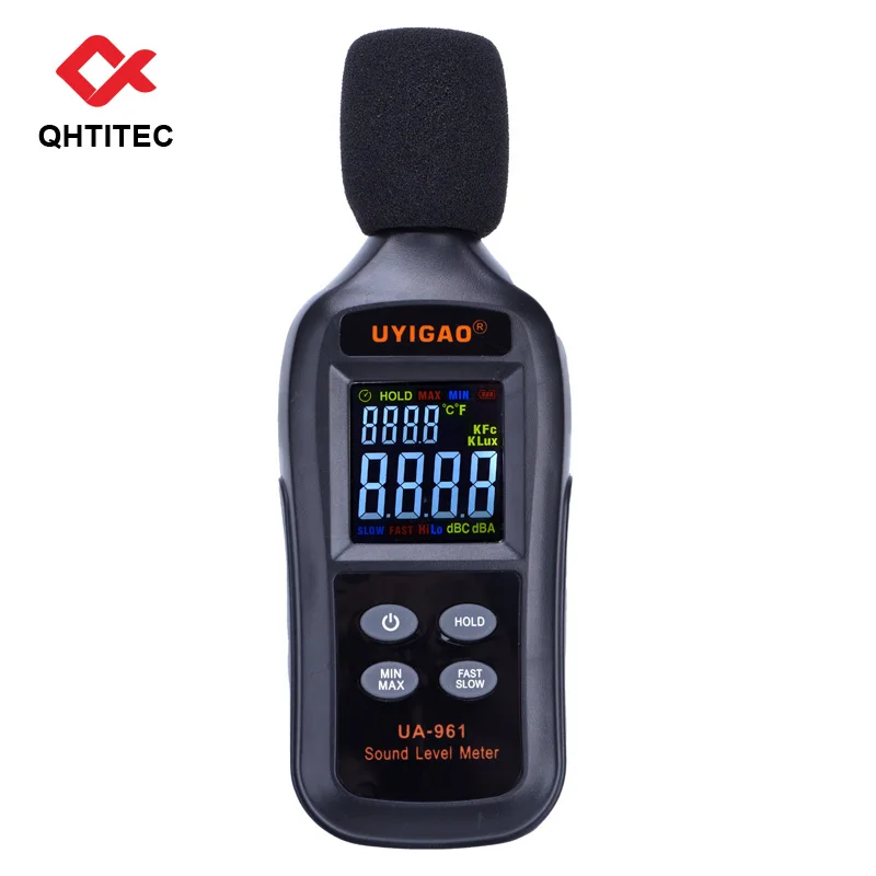 

Цифровой измеритель уровня звука QHTITEC, измеритель уровня шума, диапазон измерения шума 30-130 дБ (A), максимальная функция сохранения данных