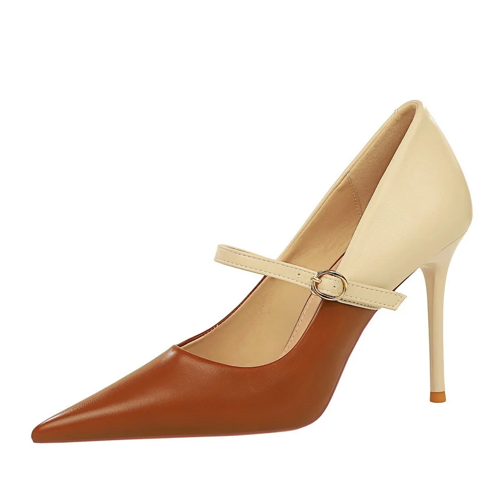 Женский стиль модные тонкие туфли на высоком каблуке с неглубоким горлышком и