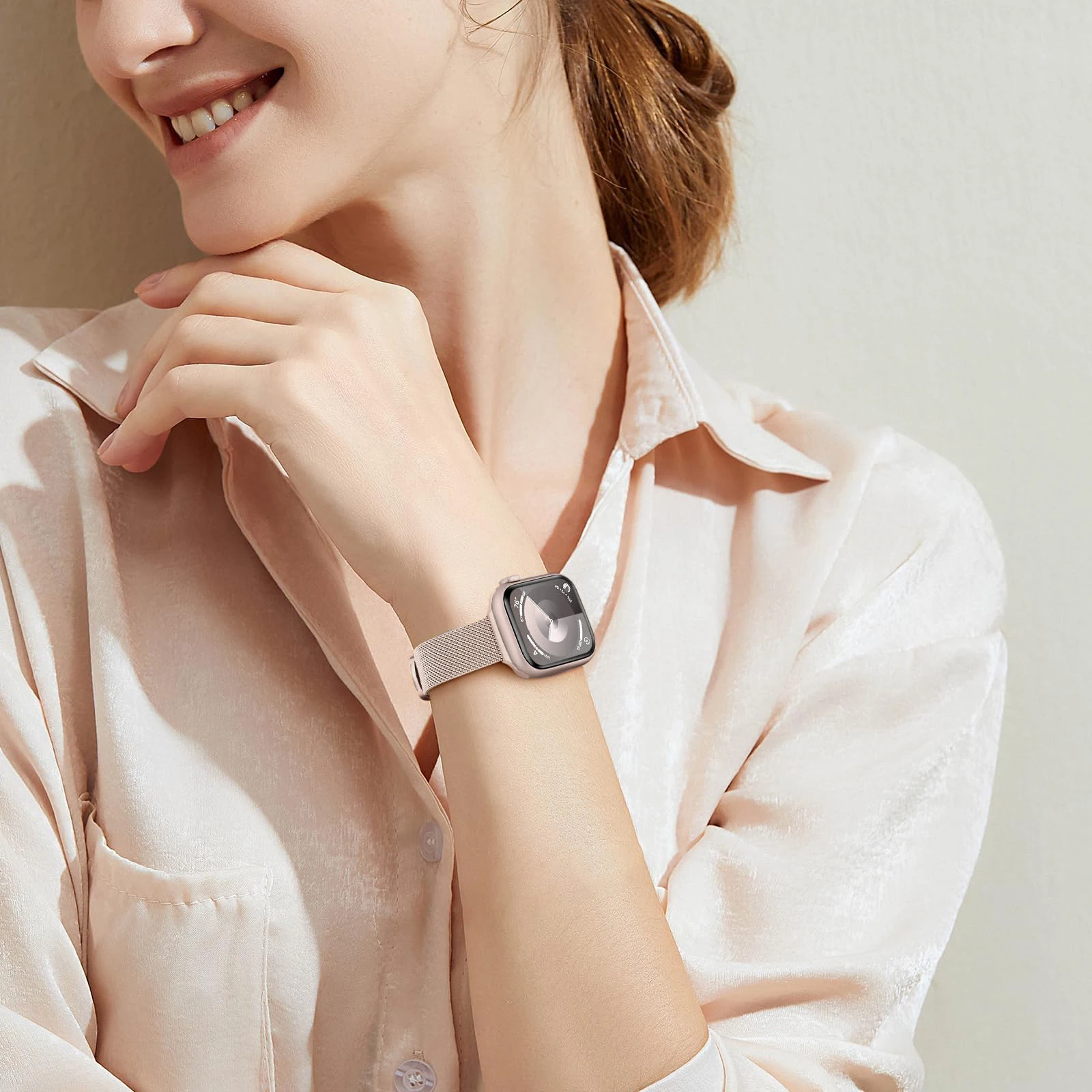 Фото Тонкая миланская петля для Apple Watch Band 40 мм 42 мм 41 мм 44 мм 45 38 Браслет Correa iWatch Series 6 SE 7 8 9 10 Ultra 2 49 мм Ремешок №4