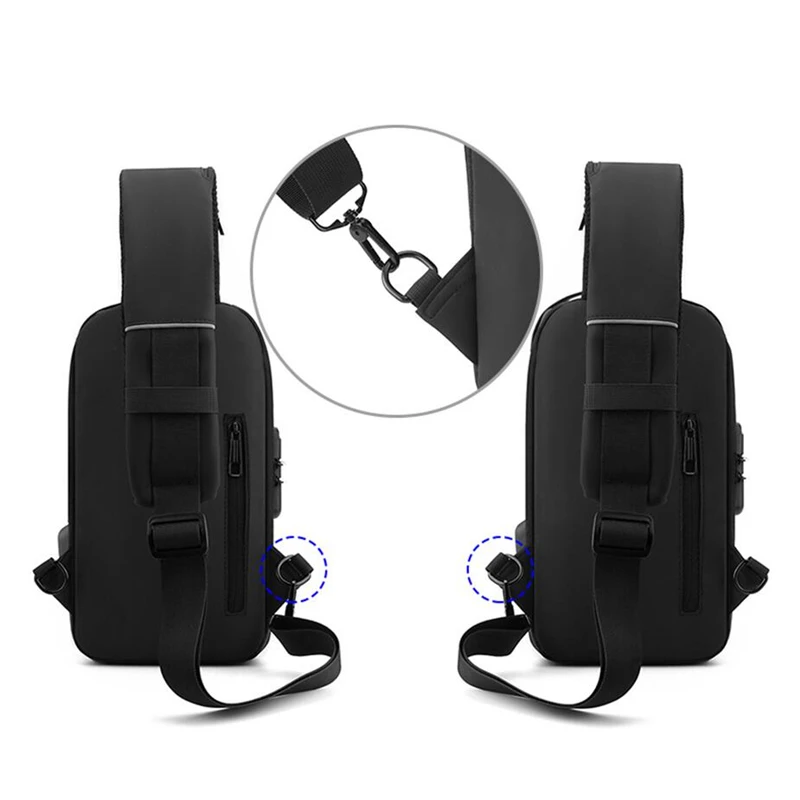 JEEP BULUO Brand High Quality Men USB Crossbody Shoulder Bags Chest Sling Safety Lock Male Anti-theft Fashion Travel Pack
