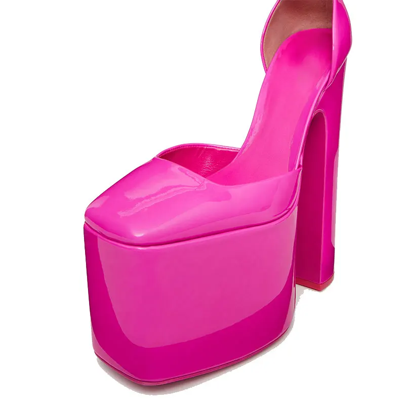 2023 ultra-high waterproof platform ultra-high thick heel design square head shallow mouth lace Mary Jane single shoes for women