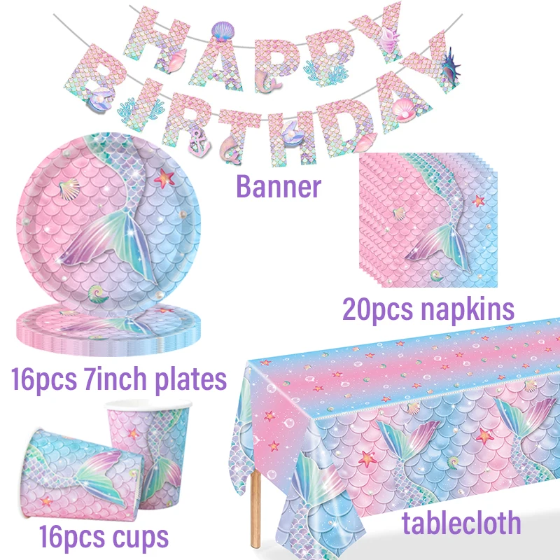 

Комплект посуды Русалочка для детского праздника