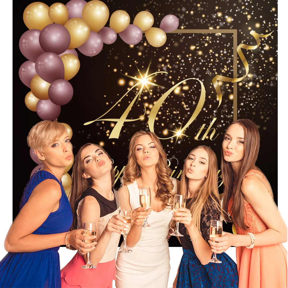 

Ladies happy birthday background 30th 40th50th70th100th square colorful balloon birthday banner birthday party decorations