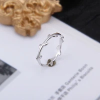 sterling silver ring fresh literary leaf leaf jewelry personality japanese opening adjustable small tail finger ring woman