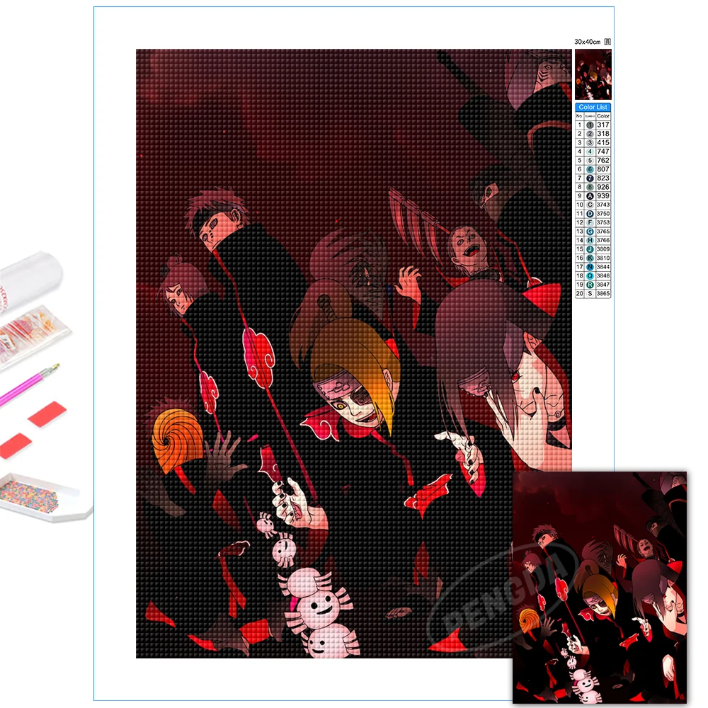 

Akatsuki Member 5D Diamond Painting Japan Anime Cross Stitch Naruto DIY Full Square Drill Embroidery Boy Room Home Decor Artwork