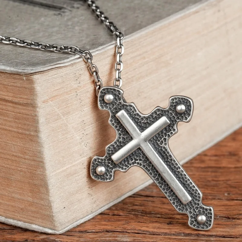 BOCAI S925 стерлингового серебра подвески для женщин и мужчин ретро креативный крест