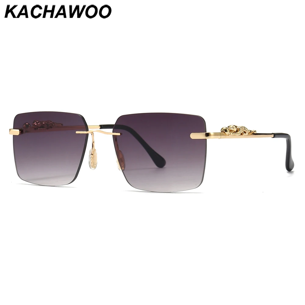 

Солнцезащитные очки без оправы Kachawoo для мужчин и женщин, ретро квадратные солнечные очки в металлической оправе, uv400, аксессуары в коричнево...