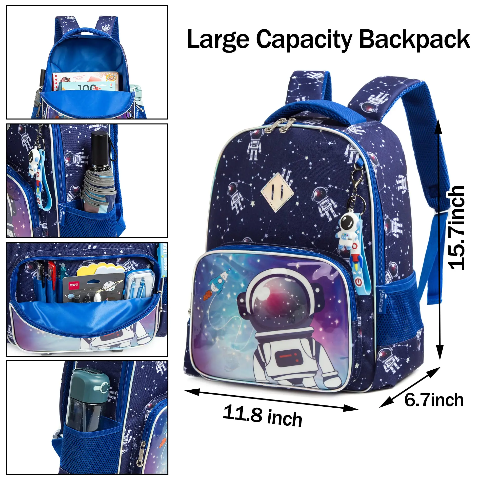 BIKAB 3pcs Boys School Bags Astronaut Backpack with Dinosaurs and Kawaii Cartoon for Kids  School Backpack  Kids Bags for Girls
