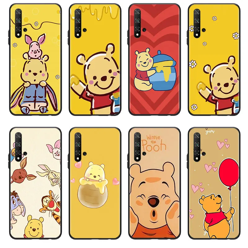 Winnie the Pooh Phone Case For Huawei Honor 60 50 X30 30i 20 10 10i 10X 9X 9S 9C 9 8X 8A lite Pro SE Black luxury Silicone Back