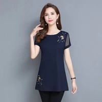 womens summer style blouses shirt womens o neck short sleeve printing korean oversize loose tops blouse women 5xl