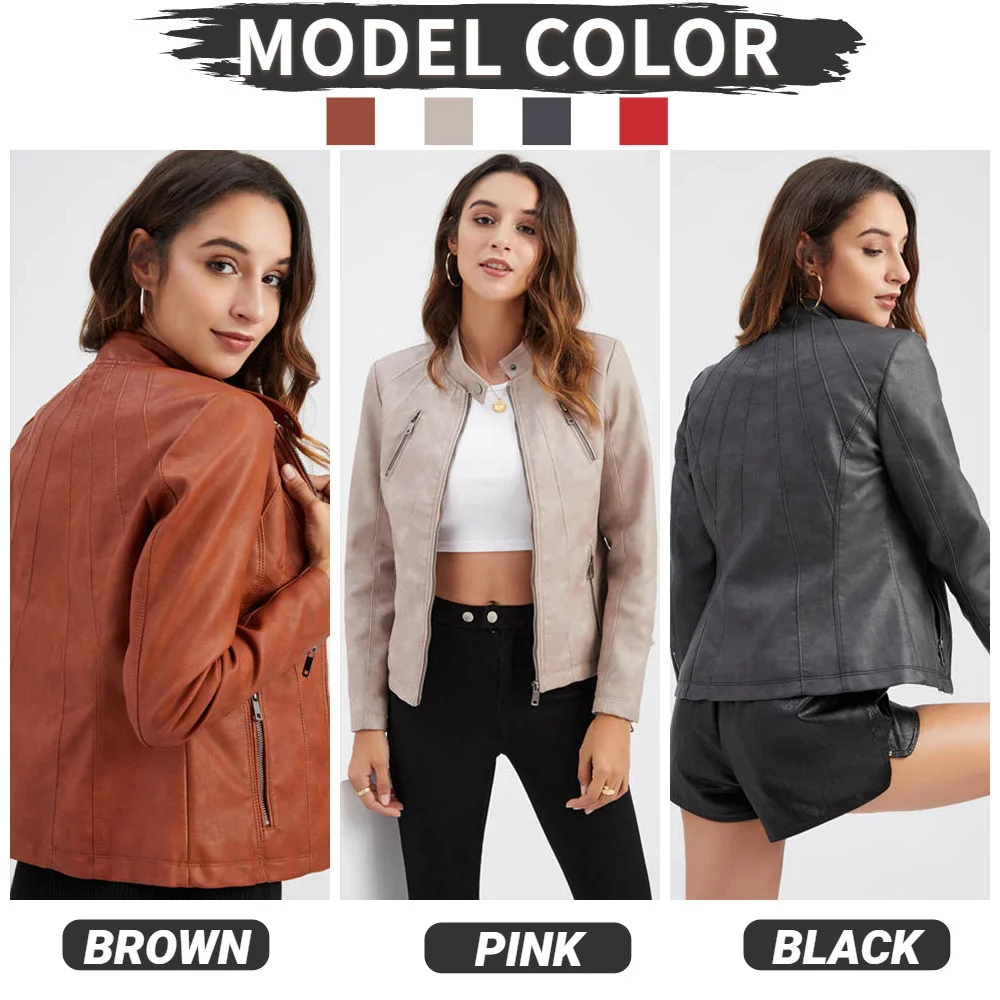 European new women's popular short leather jacket women's thin jacket spring and autumn jacket leather jacket