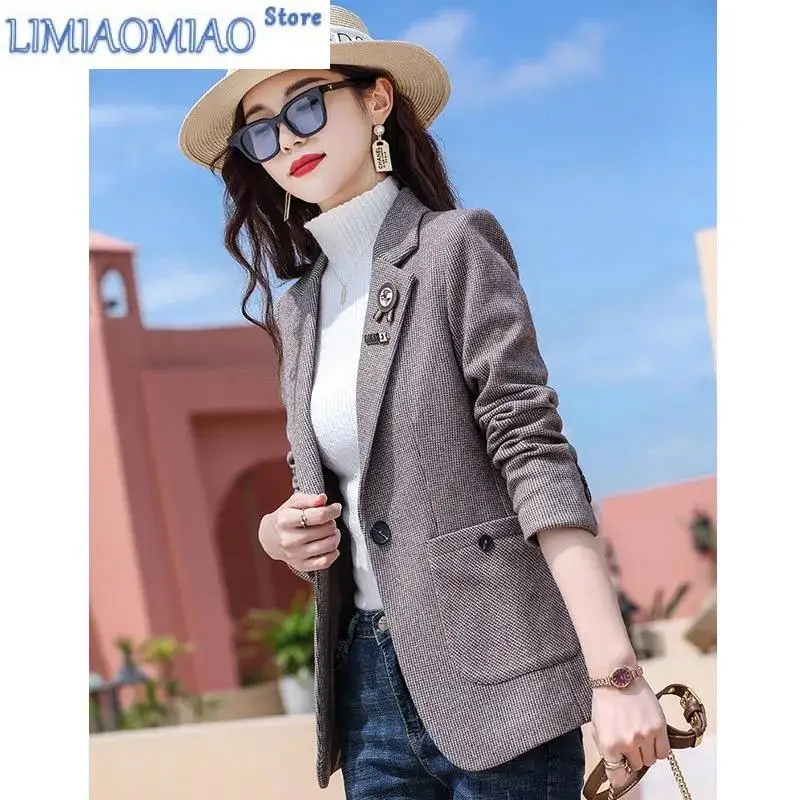 Новый блейзер с узором гусиные лапки женский весенне-осенний повседневный