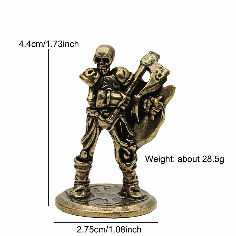 

Винтажная латунная статуя скелета воина