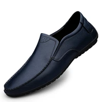 mens summer new brand fashion second cowhide casual shoes male soft sole lightness loafers slip on comfy leisure driving shoe