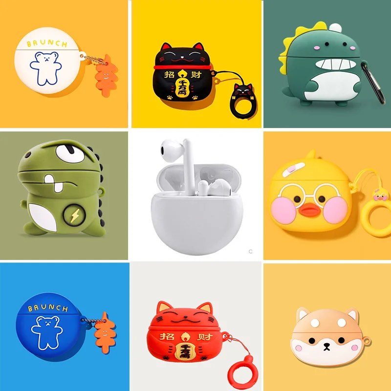

3D Earphone Case for Huawei Freebuds 3 Case Silicone Cute Toast Dog Cartoon Cover for Huawei Freebuds 3 Case with Keychain Coque