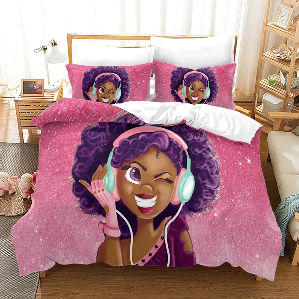 

Black Girl 3D Print Pattern Bedding Set Quilt Cover Home Bedroom Decor Queen King Size Duvet Cover Set Pillowcase Bedding Set