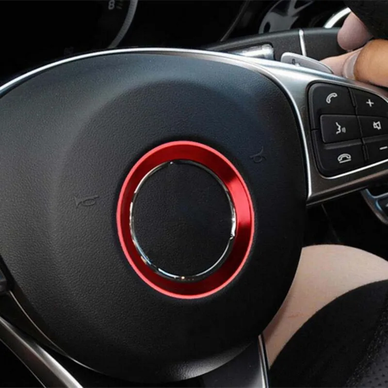 

Car Interior Steering Wheel emblem 3D Sticker Styling aluminium alloy Sticker case For Benz