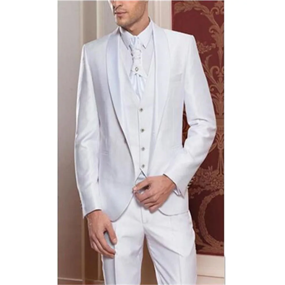 

Custom Made Men's Suits Top Sell White Groom Tuxedos Groomsman Blazer Suits Men's Wedding Dress suits Prom Clothing