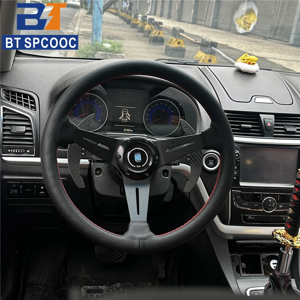 Рулевое колесо 14 дюймов автомобильное Спортивное глубокое ПЕРФОРИРОВАННОЕ