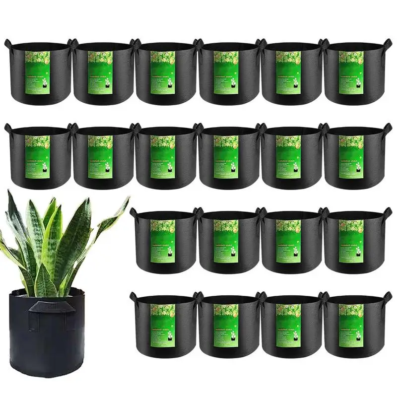 

Garden Planter Bags 20pcs Fabric Plant Growing Pots With Handle Herb Fabric Grow Pot To Grow Indoor Outdoor Plants Vegetables