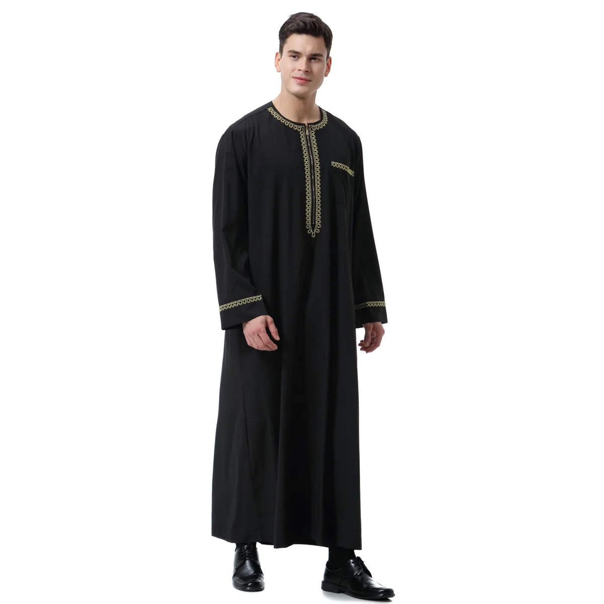 2022 Muslim islamic Clothing Men Jubba Thobe print zipper Kimono Long Robe Saudi Musulman Wear abaya caftan Islam Dubai Arab