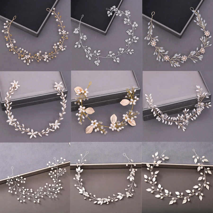 Pearl Flower Hairband Headband Women Headpiece Crystal Tiara Wedding Bridal Hair Accessories Jewelry