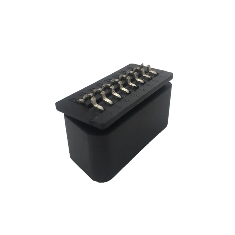 

Automotive OBD2 diagnostic port 16Pin/pin male connector OBD plug 190 degree bent pin nickel plated
