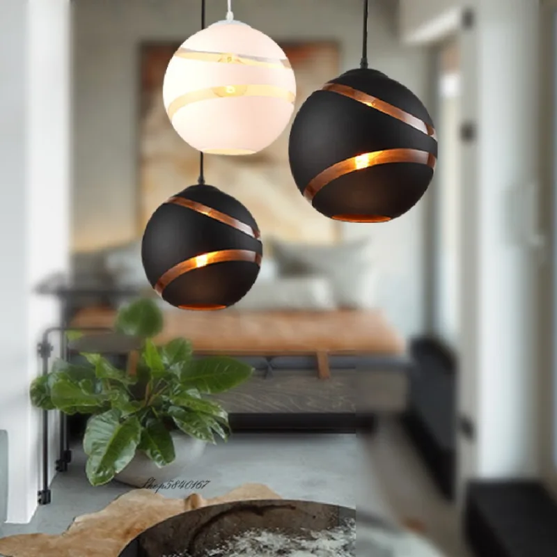 

LED pendant lamp Nordic Creative black Glass Ball Hanglamp for Bedroom Dining Room Bar Decor Loft Luminaire Suspension Light