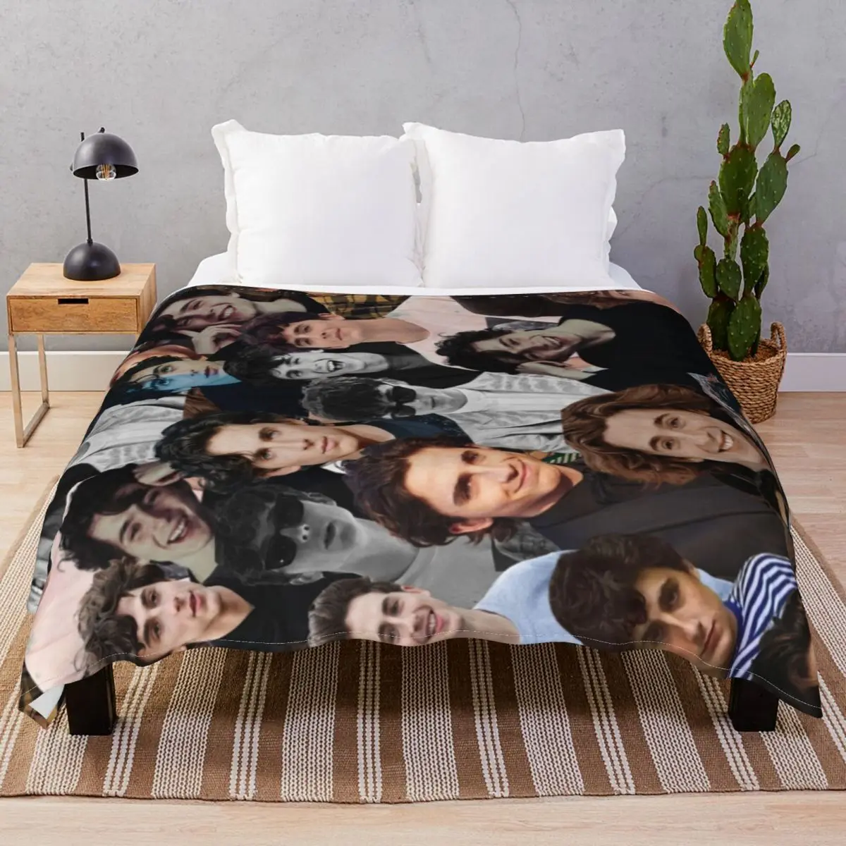 Timothee Chalamet Photo Blanket Coral Fleece Winter Soft Throw Blankets for Bed Sofa Camp Cinema